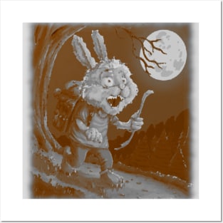 rabbit hiking under full moon Posters and Art